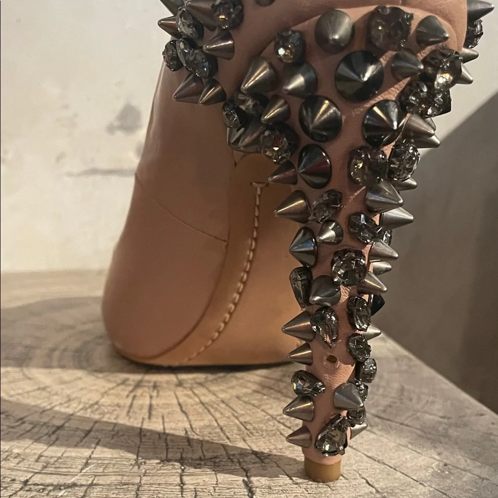 Sam Edelman Tan Peep Toe Heels with Studded Back